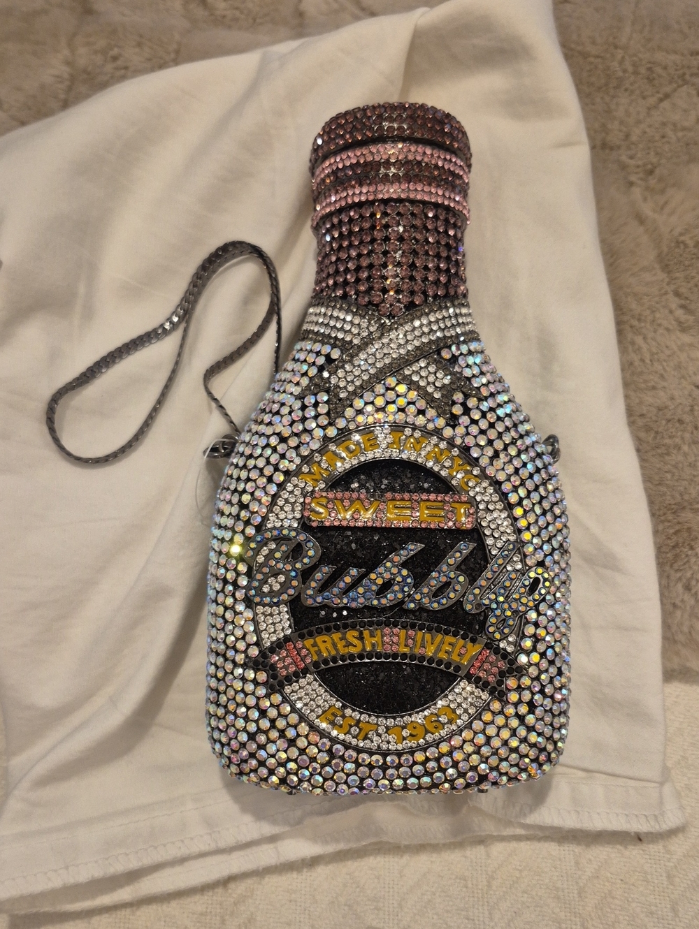 Sweet Bubble Rhinestone Crossbody Bag - Pink Multicolor